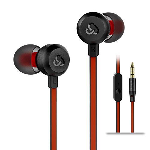 Product Cover Earphones Cloudio J1 Noise Cancelling Earbuds in Ear Headphones Wired Tangle Free Sports Stereo Super Bass Earphones with Microphone for iPhone Android Phone iPad Tablet Laptop (Black)