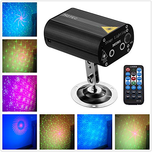 Product Cover Hotec Laser Party Lights with Vivid LED Background, Sound Activated, Stage Laser and LED Lights for Parties, Thanksgiving, Xmas, Birthday, Wedding, Show, KTV, Bar, Club, Pub, DJ