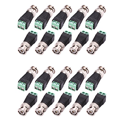Product Cover WildHD 20 Pack BNC Balun Connector and Camera Terminal Male Adpater for CCTV Surveillance Video Cameras Coaxial/Cat5/Cat6 (BNC Balun Connector)