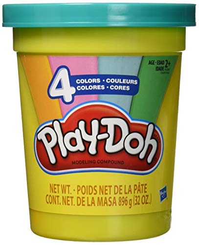 Product Cover Play-Doh 2-Lb. Bulk Super Can of Non-Toxic Modeling Compound with 4 Modern Colors - Light Blue, Green, Orange, & Pink