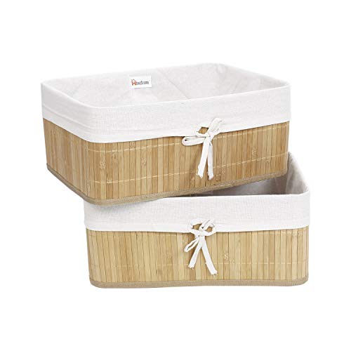 Product Cover HomeStorie® Eco-Friendly Foldable Natural Bamboo Storage Basket Bins Organizer, Pack of 2