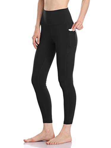 Product Cover Colorfulkoala Women's High Waisted Yoga Pants 7/8 Length Leggings with Pockets (S, Black)