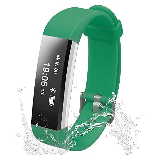 Product Cover Damusy Fitness Tracker, Smart Watch Waterproof Pedometer Activity Bluetooth Wristband with Sleep Monitor Sports Bracelet Calories Track SMS/Call Remind for iOS and Android Smart Phone (Green)
