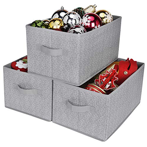 Product Cover GRANNY SAYS Closet Organizer Bins, Storage Basket for Shelves, Closet Bins with Handle, Home and Office Box Organizer, Gray, Large, 3-Pack