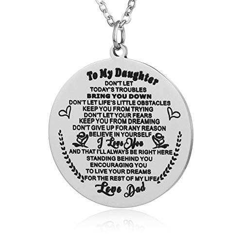 Product Cover FAYERXL to My Daughter Gift Ideas from Dad & Mom Love You Daughter Round Pendant Necklace Stainless Tags (dad to Daughter)