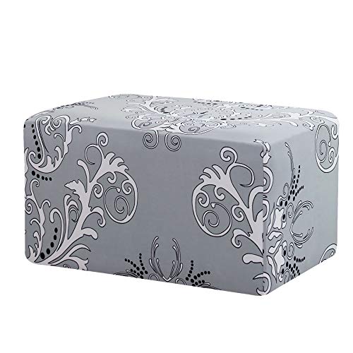Product Cover TIKAMI Ottoman Slipcovers Spandex Elastic Stretch Rectangle Folding Storage Covers Removable Footstool Protect Oversized Footrest Covers(Gray Pattern)