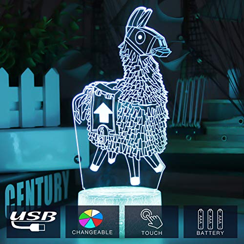 Product Cover Fortress Night Lights Changeable USB Touch Lampada 3D Visual Bulbing lampen Children's Room Decor Holiday Light (Llama)