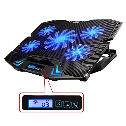 Product Cover TopMate C5 12-15.6 inch Gaming Laptop Cooler, Five Quite Fans and LCD Screen，2500RPM Strong Wind Speed Designed for Gamers and Office