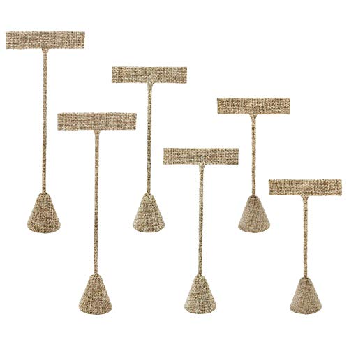 Product Cover Ikee Design 6 Pcs Set Earring T Stand Display Set - Showroom and Tradeshow Showcase Displays, Burlap Linen