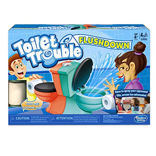 Product Cover Hasbro Gaming Toilet Trouble Flushdown Kids Game Water Spray Ages 4+