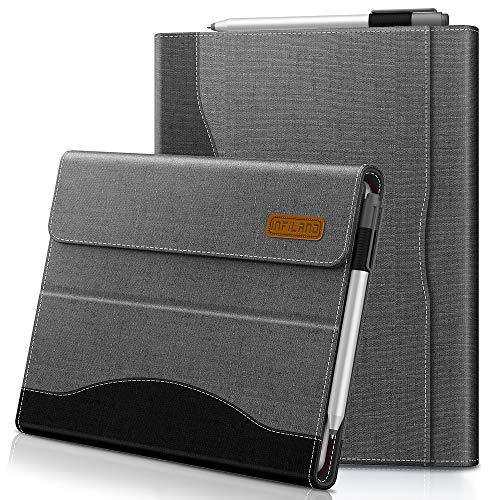 Product Cover Infiland Microsoft Surface Go case, Multi-Angle Business Cover with Pocket for Microsoft Surface Go 10-Inch 2018 Release Tablet (Compatible with Surface Go Type Cover Keyboard), Gray