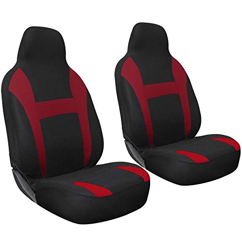 Product Cover Motorup America Auto Seat Cover 2pc Set Intergrated High Back Buckets - Fits Select Vehicles Car Truck Van SUV - Red & Black