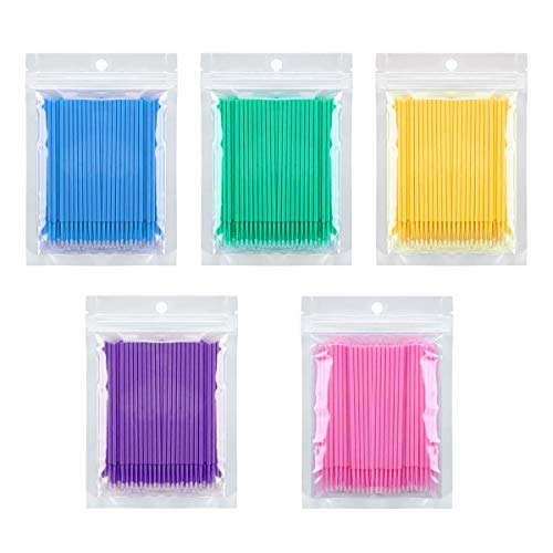 Product Cover 500 Pcs Micro Applicator Brush Disposable Eye Lashes Mascara Wands for Eyelash Extension 5 Color