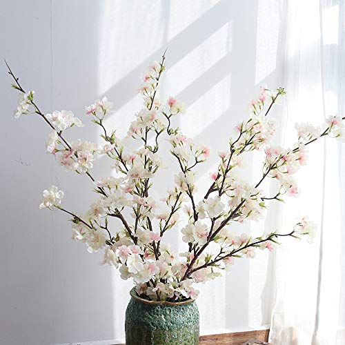 Product Cover YUYAO Artificial Cherry Blossom Flowers, 4pcs Peach Branches Silk Tall Fake Flower Arrangements for Home Wedding Decoration,41inch (Light Pink)