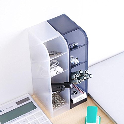 Product Cover GosFrid Plastic 4 Compartment Office Desktop Storage Box, Pen Pencil Stand/Holder Stationary Organiser (Multi Color) 2Pcs