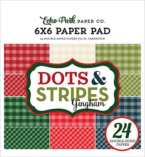 Product Cover Echo Park Paper Company GH18046 Christmas Gingham 6x6 Pad Paper, 6-x-6-Inch, Red/Green/Tan/Cream/Navy/Black