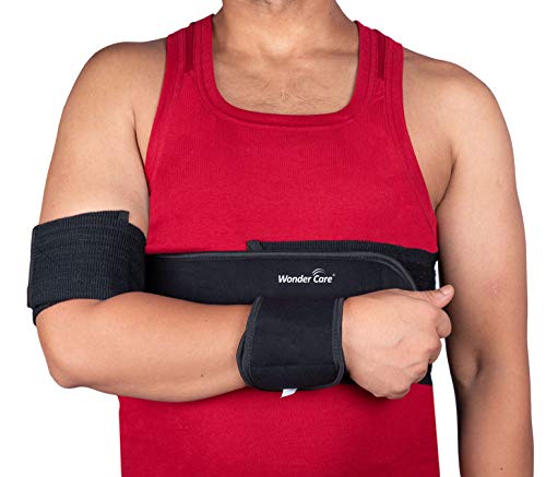 Product Cover Wonder Care-Left Right Shoulder Immobilizer Arm Sling Elastic Brace for Clavicle Collar Bone Dislocation Subluxation Shoulder stabilizer Compression Brace After Rotator Cuff Surgery - Black-Size 5