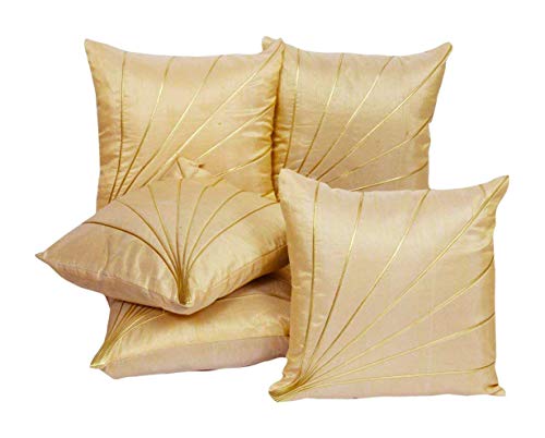 Product Cover CIDIZY Beige Golden Cream Striped Decorative Ethnic Cushion Cover 16x16 Set of 5