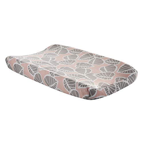 Product Cover Lambs & Ivy Calypso Pink/Taupe Leaf Print Baby Changing Pad Cover