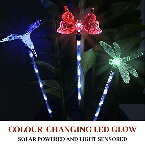 Product Cover Hardoll® Solar Light Hummingbird Butterfly Dragonfly Garden Stake RGB Light for Home Decoration Outdoor LED Lamp(Pack of 3)