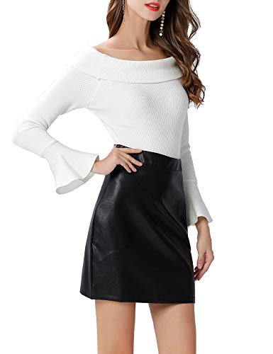 Product Cover GUANYY Women's Faux Leather Vintage High Waist Classic Slim Mini Pencil Skirt