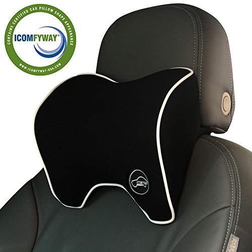 Product Cover ICOMFYWAY Car Neck Support Pillow for Neck Pain Relief When Driving,Headrest Pillow for Car Seat with Soft Memory Foam - Black