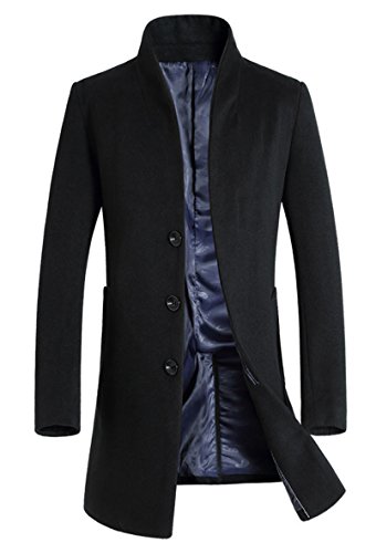 Product Cover Lavnis Men's Trench Coat Long Wool Blend Slim Fit Jacket Overcoat