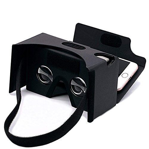 Product Cover Google Cardboard,VR Headsets 3D Box Virtual Reality Glasses with Big Clear 3D Optical Lens and Comfortable Head Strap for All 3-6 Inch Smartphones (VR2.0 Black, 1 Pack)