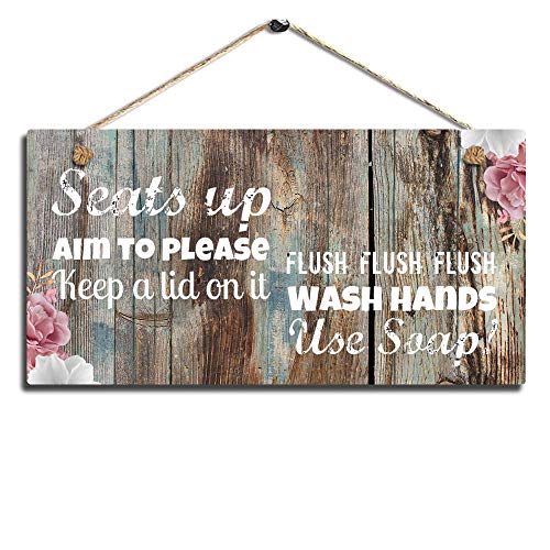 Product Cover SAC SMARTEN ARTS Bathroom Wall Decor, Funny Rustic Bathroom Decoration for Wall Pictures Signs Seats Up & Use Soap 11.5