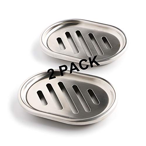 Product Cover CASACLAUSI Soap Dish Stainless Steel Kitchen Bathroom Shower Soap Dishes Tray Double Layers (2 Pack)