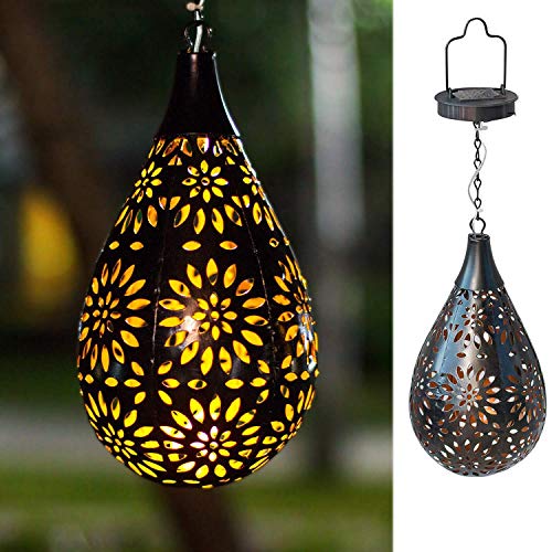 Product Cover BOAER Hanging Solar lights Outdoor Garden Boho LED Flower Waterproof Decorative Metal Light for Porch Garden Outdoor