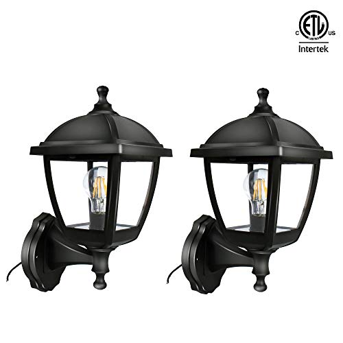 Product Cover FUDESY Transitional Style LED Outdoor Wall Lantern, Black Polypropylene Plastic Porch Lamp with Clear Acrylic Lenses, Waterproof Porch Light Fixtures (2 Pack),P416