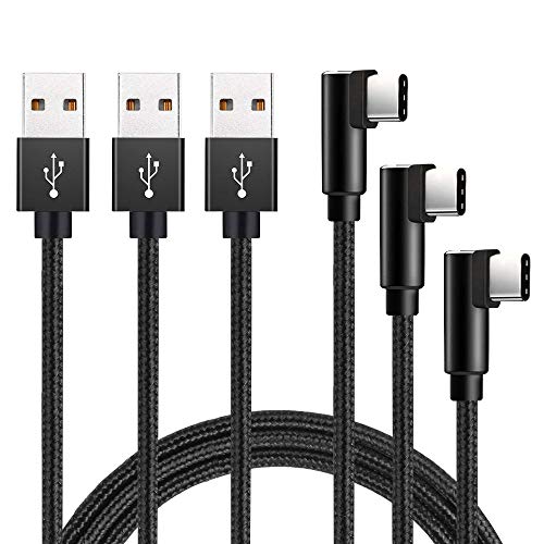 Product Cover Right Angle Type c Cable Fast Charging (3pack of 3ft 6ft 10ft) USB 2.0 A to 90 Degree USB c Braided Cable for Galaxy Note 8/S8/S8+,LG V30/V20/G6/G5,Google Pixel or Other Device with Type c Connector