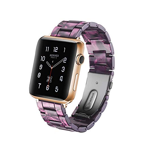 Product Cover Herbstze for Apple Watch Band 42mm/44mm, Fashion Resin iWatch Band Bracelet with Metal Stainless Steel Buckle for Apple Watch Series 4 Series 3 Series 2 Series 1 (Purple)
