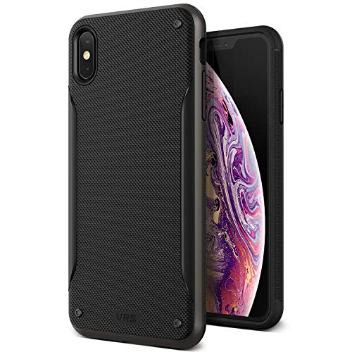 Product Cover V VRS DESIGN iPhone Xs Max Case, [Metal Black] Dual Layer Slim Protective Case [High Pro Shield] Heavy Duty TPU Textured Body PC Bumper Compatible with Apple iPhone Xs Max (2018)