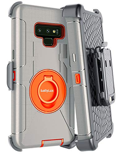 Product Cover Dailylux Galaxy Note 9 Case,Note 9 Case Belt Clip Heavy Duty Shockproof Swivel Belt Clip Rugged Bumper Hybrid with Kickstand Holster Protective Cover for Samsung Galaxy Note 9,Orange+Grey