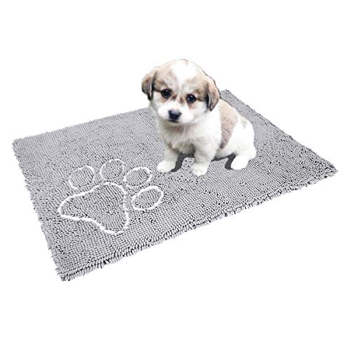 Product Cover Cosyroom Microfiber Super Absorbent Dog Door Mat Doormat, Machine Washable Quick Drying, Non Slip Pet Mats and Rug for Floor Dogs Cats Food and Water, 26 x 36 Inch Gray