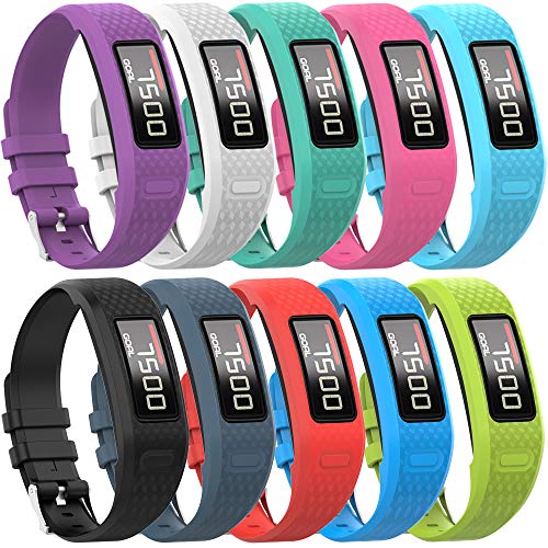 Product Cover QGHXO Band for Garmin Vivofit 1 / Vivofit2, Soft Silicone Replacement Watch Band Strap for Garmin Vivofit 1 / Garmin Vivofit 2 Activity Tracker, Small, Large, Ten Colors
