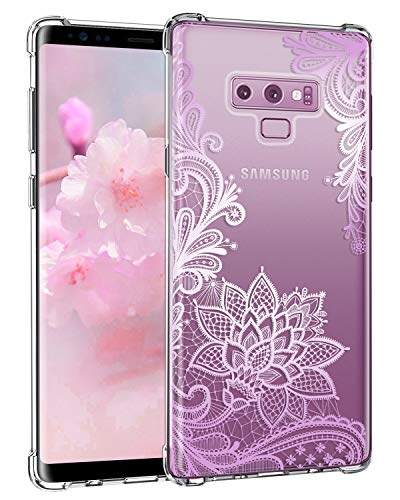 Product Cover Casetego Compatible Galaxy Note 9 Case,Clear Soft Flexible TPU Case Rubber Silicone Skin with Flowers Floral Printed Back Cover for Samsung Galaxy Note 9-Purple Flower