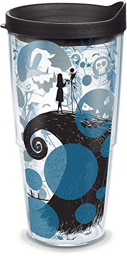Product Cover Tervis 1297820 Disney - Nightmare Before Christmas 25th Anniversary Insulated Tumbler with Wrap and Black Lid, 24oz, Clear