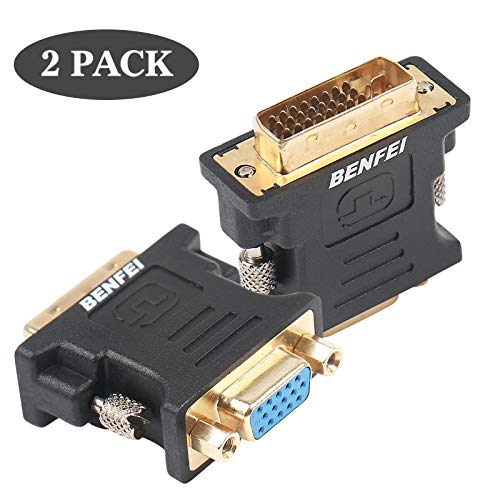 Product Cover DVI-I to VGA Adapter, Benfei 2 Pack DVI 24+5 to VGA Male to Female Adapter with Gold Plated Cord