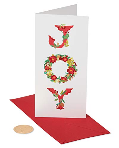 Product Cover Papyrus Christmas Gift Card Holder Boxed Cards, Holiday Joy Wreath (16-Count)