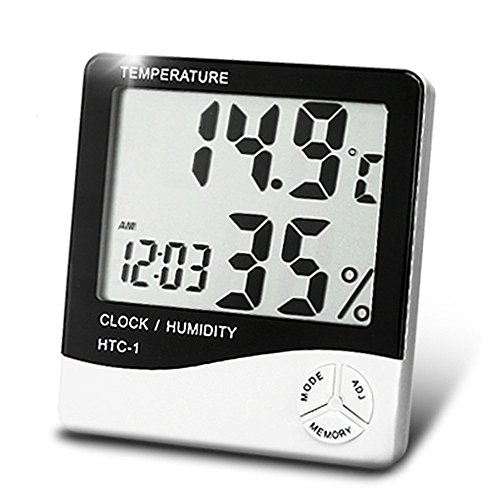 Product Cover Alfa Mart HTC Digital Display Room Temperature Humidity Meter Thermometer Time And Alarm Clock