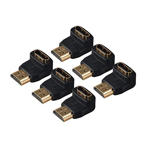 Product Cover HDMI to HDMI Adapters, 90 Degree Angled HDMI Male to Female Adapter Gold Plated Connector (6pack)
