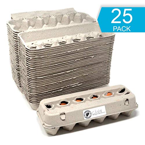 Product Cover Egg Cartons - 25 PACK - Free Labels Included - 100% recycled materials - Made in North America - Bulk Cheap Blank Egg Cartons Pack Of 25 - See Color Of Eggs Inside