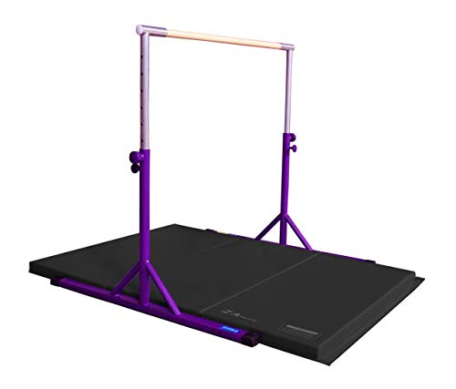 Product Cover Z ATHLETIC Expandable Kip Bar Adjustable Height for Gymnastics, Training & 4ft x 6ft x 2in Mat (Purple & Black)