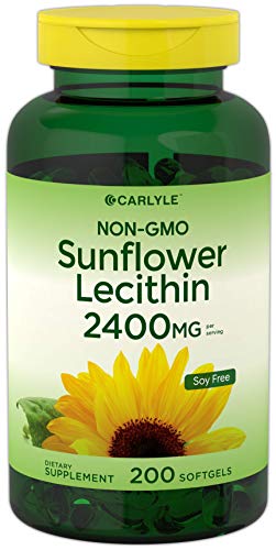 Product Cover Sunflower Lecithin 2400mg 200 Softgels | Rich in Phosphatidyl Choline | Non-GMO, Soy Free, Gluten Free Supplement by Carlyle