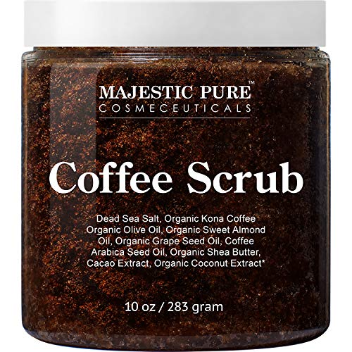 Product Cover Majestic Pure Arabica Coffee Scrub - All Natural Body Scrub for Skin Care, Stretch Marks, Acne & Cellulite, Reduce the Look of Spider Veins, Eczema, Age Spots & Varicose Veins - 10 Ounces
