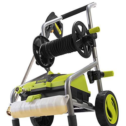 Product Cover Sun Joe SPX4001-PRO 2030 MAX PSI 1.76 GPM 14.5 Amp Electric Pressure Washer and Hose Reel, Green