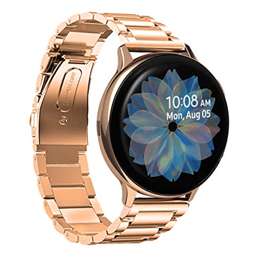 Product Cover Aresh Compatible with Galaxy Watch Active2 40mm Bands&Active 2 44mm Band,20mm Stainless Steel Strap Compatible for Samsung Galaxy Watch Active 2(Rosegold)